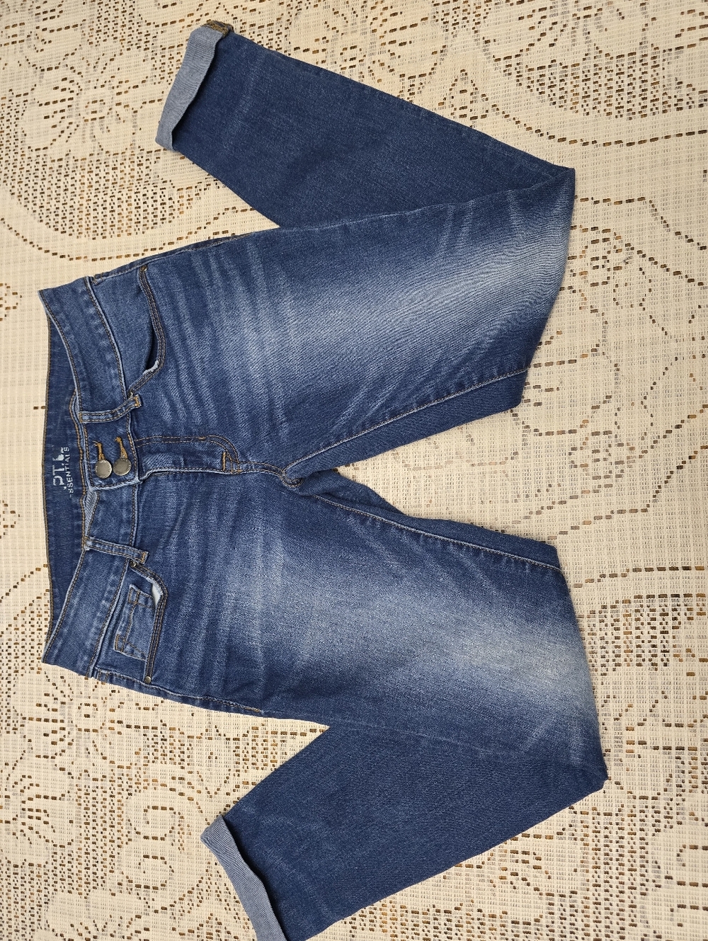 Essentials Blue Denim High-Rise Jeans with Contrast Stitching